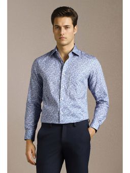 Louis Philippe - Men Blue Printed Full Sleeves Formal Shirt