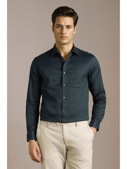 Louis Philippe - Men Green Textured Full Sleeves Formal Shirt