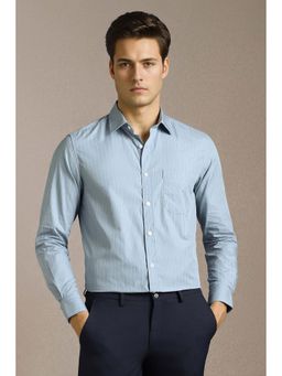Louis Philippe - Men Light Blue Stripe Full Sleeves Formal Shirt
