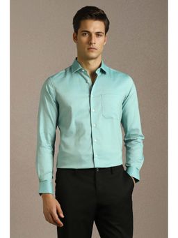 Louis Philippe - Men Green Solid Full Sleeves Formal Shirt