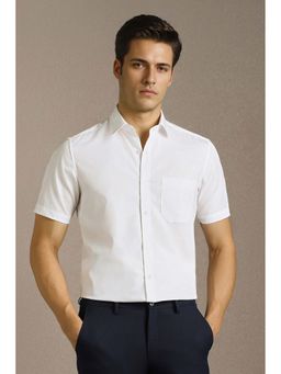 Louis Philippe - Men White Solid Half Sleeves Formal Shirt