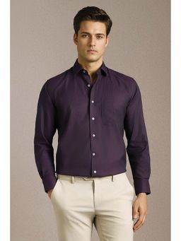 Louis Philippe - Men Purple Textured Full Sleeves Formal Shirt