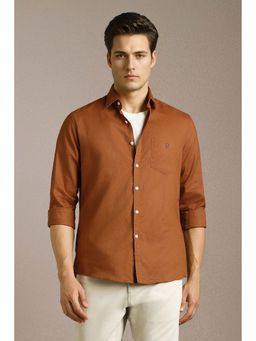 Louis Philippe - Men Brown Solid Full Sleeves Casual Shirt