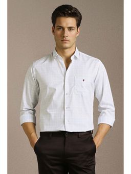 Louis Philippe - Men White Checks Full Sleeves Casual Shirt