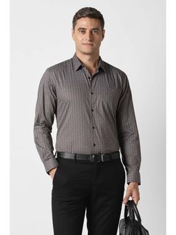 Peter England - Men Grey Printed Regular Fit Full Sleeves Formal Shirt