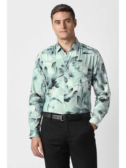 Peter England - Men Green Floral Slim Fit Formal Shirt