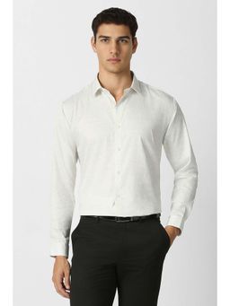 Van Heusen - Men White Printed Full Sleeves Party Shirt