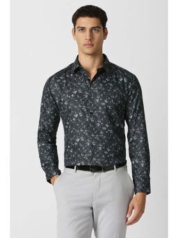 Van Heusen - Men Black Floral Full Sleeves Party Shirt