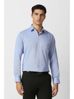 Van Heusen - Men Blue Textured Full Sleeves Formal Shirt