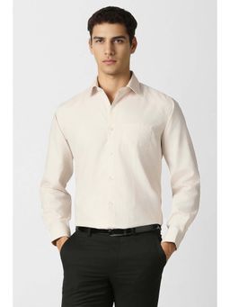 Van Heusen - Men Beige Printed Full Sleeves Formal Shirt