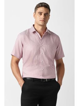 Van Heusen - Men Pink Checks Half Sleeves Formal Shirt