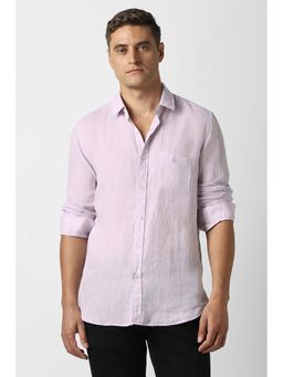 Van Heusen - Men Pink Solid Full Sleeves Casual Shirt