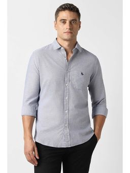 Van Heusen - Men Grey Textured Full Sleeves Casual Shirt