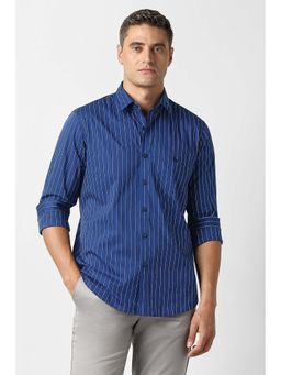 Van Heusen - Men Blue Stripe Full Sleeves Casual Shirt