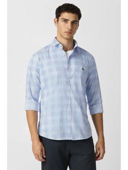 Van Heusen - Men Blue Checks Full Sleeves Casual Shirt