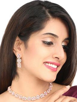 Yellow Chimes - Rose Gold-Plated And Pink Ad-Studded Handcrafted Jewellery (Set of 2)