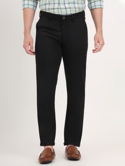 Greenfibre - Men Black Cotton Solid Slim Fit Casual Trouser