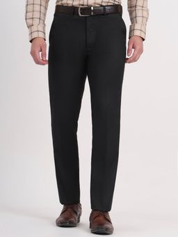 Greenfibre - Men Black Viscose Blend Solid Slim Fit Formal Trouser