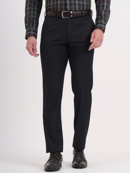 JB Studio - Men Black Viscose Blend Solid Slim Fit Formal Trouser
