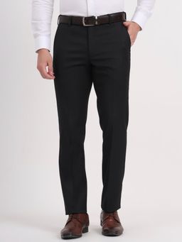JB Studio - Men Grey Viscose Blend Solid Slim Fit Formal Trouser