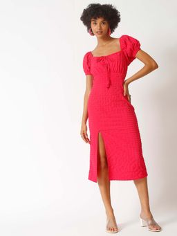 PINACOLADA - Women Pink Stylish Casual Midi Dresses