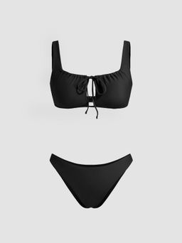 Cider - Square Neck Cut Out Drawstring Bracelet Cheeky Bikini Set