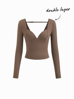 Cider - Double Layered Sweetheart Solid Active Long Sleeve Tee