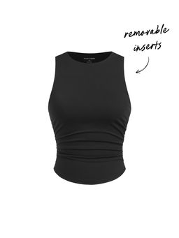 Cider - Round Neckline Solid Active Tank Top With Removable Padding