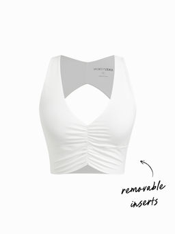 Cider - V-neck Solid Active Bra With Removable Padding