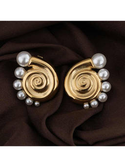 Palmonas - Women Pearl Snail Shell Stud Earrings