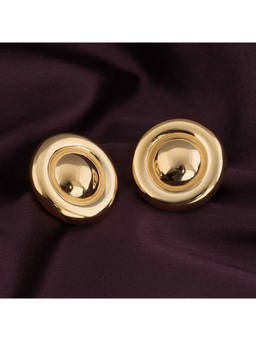 Palmonas - Women Golden Round Stud Earrings