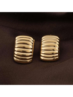 Palmonas - Women Gold Ridged Stud Earrings