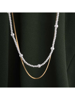 Palmonas - Women Layered Pearl and Chain Necklace