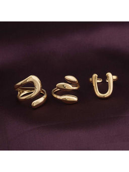 Palmonas - Women Abstract Gold 3 Adjustable Rings