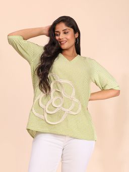 Curvy Lane - Sage Green Casual Wear Women Top