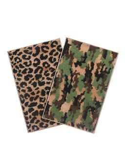 Saral Home - Leopard & Khaki Door Mat Black and Green