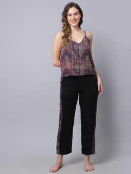 AOBA - Womens Black & Brown Night Suit (Set of 2)