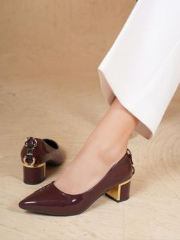 Dollphin - Women Maroon Pointed Toe Pump Heels
