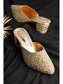 Dollphin - Women Gold Mules Heels