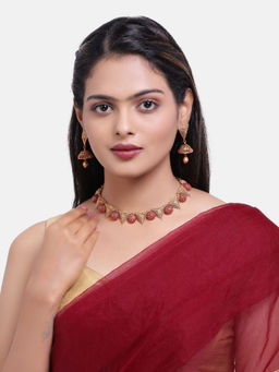 GRIIHAM - Premium Gold Finish Trending Triangle Design Short All occasions Necklace Set