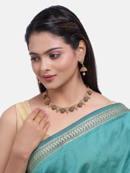 GRIIHAM - Premium Gold Finish Trending Triangle Design Short All occasions Necklace Set