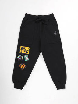 KiddoPanti - Boys Halloween Themed Embellished Fleece Joggers