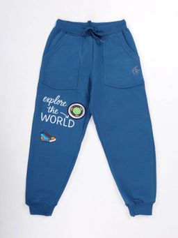 KiddoPanti - Boys Embellished Fleece Joggers with Multi Badge