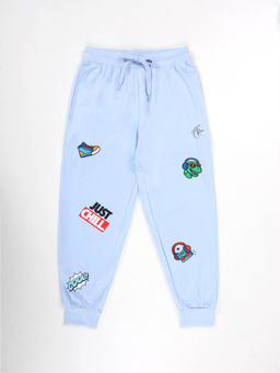 KiddoPanti - Boys Cotton Joggers with Multi Badge