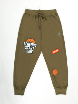 KiddoPanti - Boys Cotton Joggers with Multi Badge
