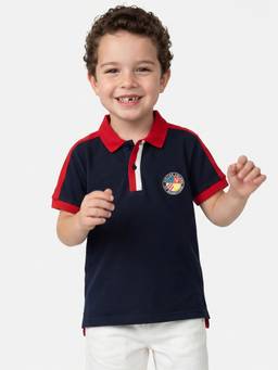 United Colors of Benetton - Regular Fit Polo Neck Colorblock Silicone Badge T-Shirt