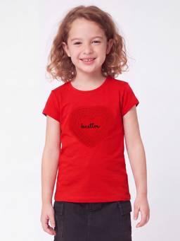 United Colors of Benetton - Regular Fit Round Neck Heart And Bow T-Shirt
