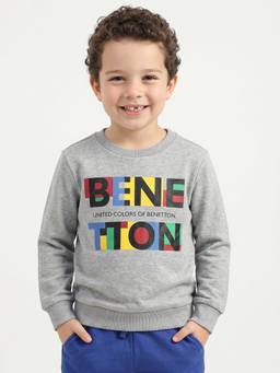 United Colors of Benetton - Regular Fit Round Neck Typography Sweatshirt