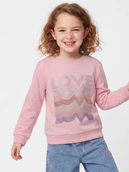United Colors of Benetton - Regular Fit Round Neck Rhinestone Love In Crystal Sweatshirt