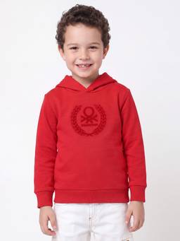United Colors of Benetton - Regular Fit Hooded Neck Solid with Crest Sweatshirt